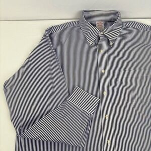 Brooks Brothers Men's Traditional Fit Supima Cotton Blue Striped Shirt 16.5 35
